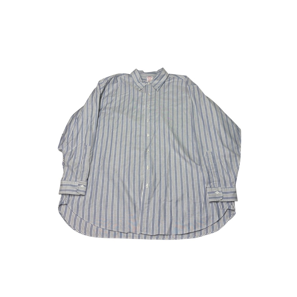 VTG Brooks Brothers Madison Shirt Mens 19-36 Blue White Stripe Supima Cotton USA